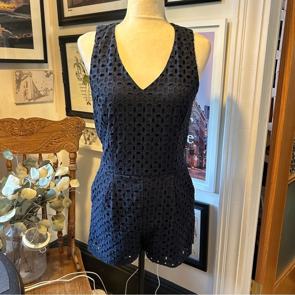 next Navy Eyelet Jumpsuit - Picture 2 of 8